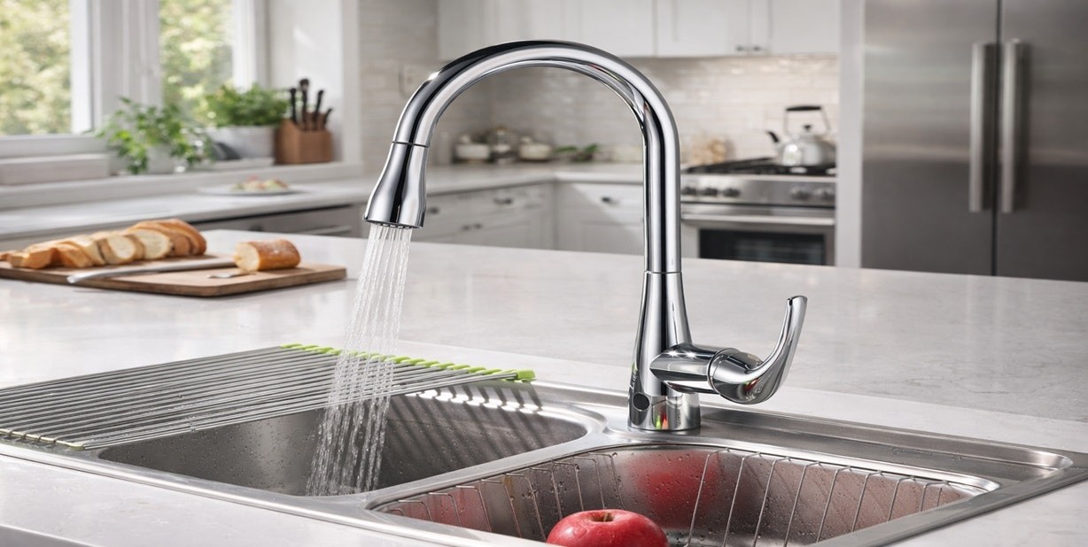 Fontana Tuscany Cathleena pull down kitchen faucet with touchless sensors in chrome finish